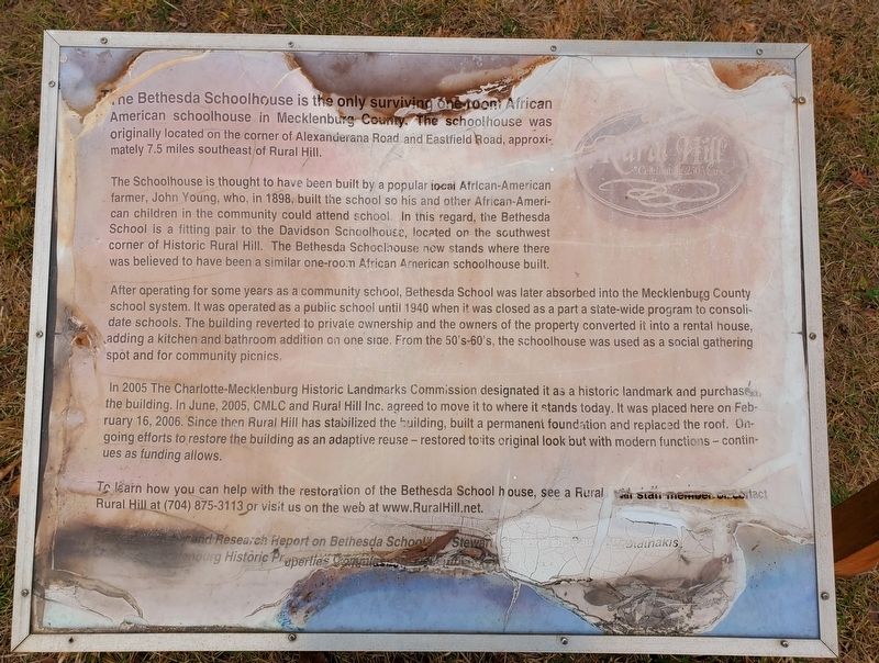 The Bethesda Schoolhouse Marker image. Click for full size.