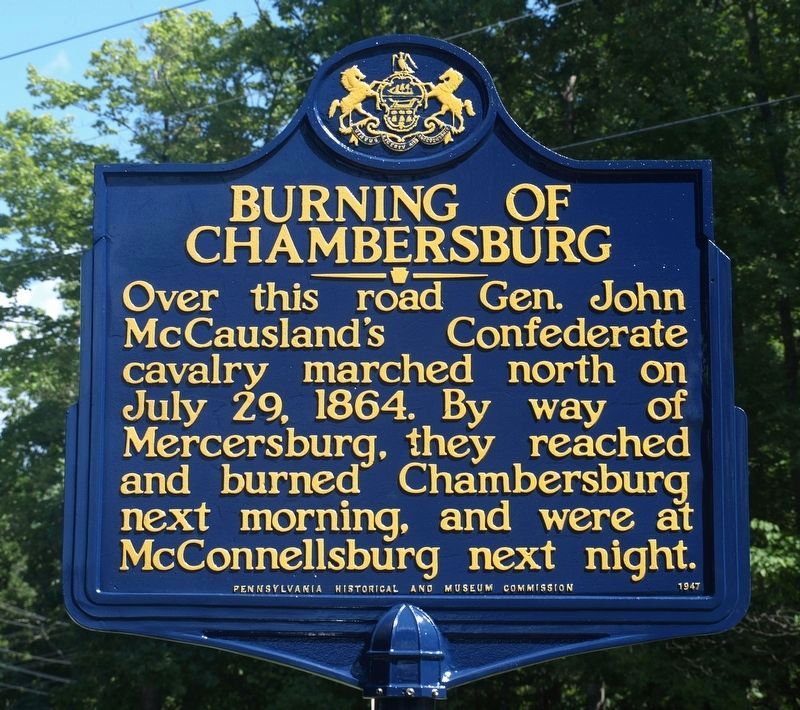 Burning Of Chambersburg Marker. Click for full size. Burning Of Chambersburg Marker image. Click for full size.