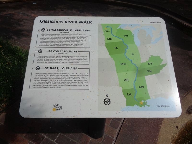 Donaldsonville, Louisiana/Bayou Lafourche/Geismar, Louisiana Marker image. Click for full size.