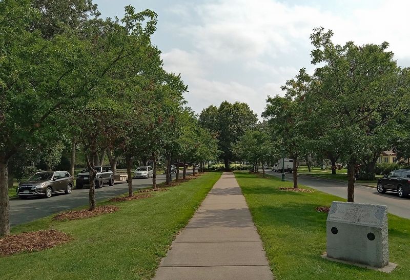 Memorial marker and grove on the median of Clark Avenue. Click for full size. Memorial marker and grove on the median of Clark Avenue image. Click for full size.