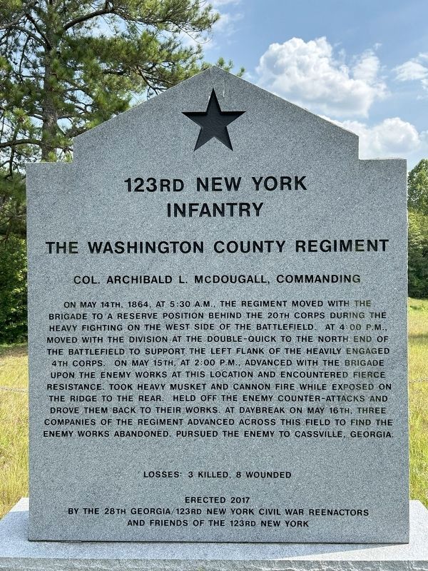 123rd New York Infantry Marker image. Click for full size.