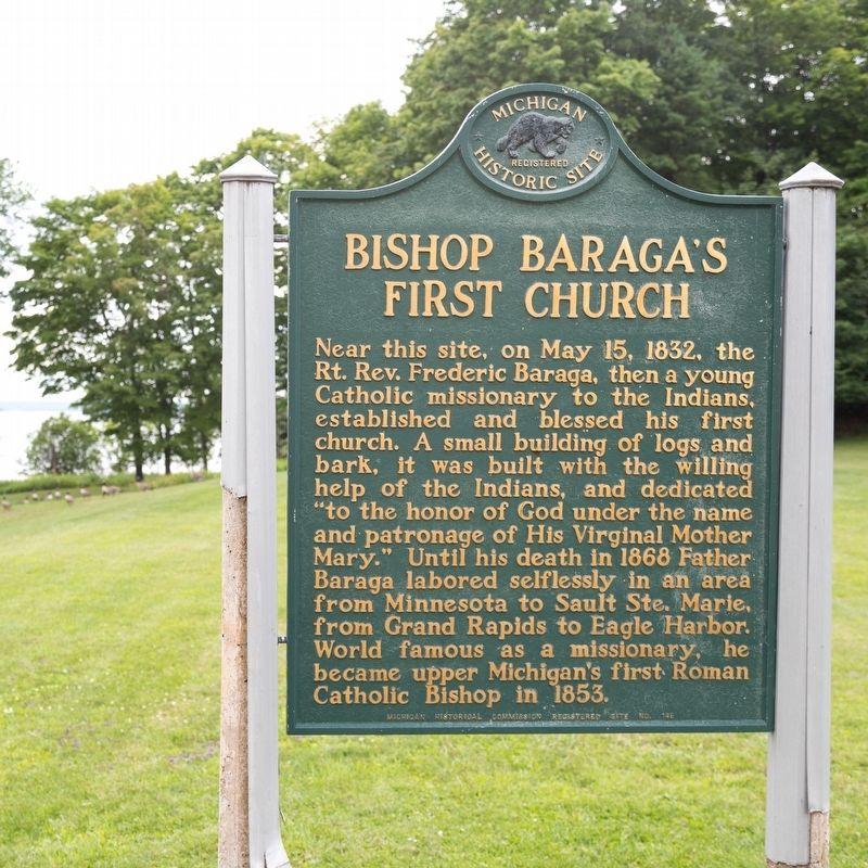 Bishop Baraga�s First Church Marker image. Click for full size.