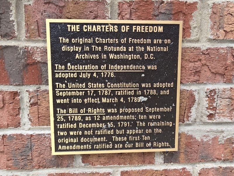 Charters of Freedom Marker. Click for full size. Charters of Freedom Marker image. Click for full size.