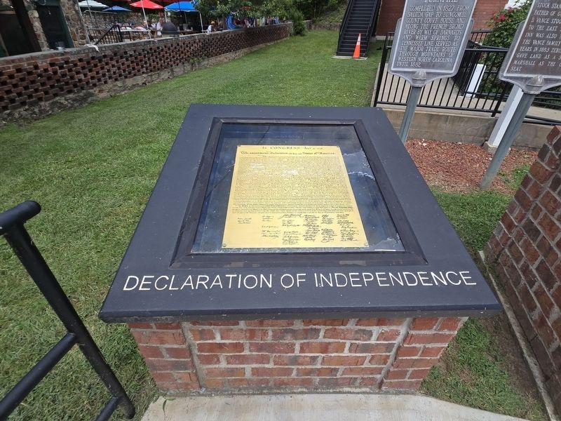 The Charters of Freedom Marker - replica display of the Declaration of Independence. Click for full size. The Charters of Freedom Marker - replica display of the Declaration of Independence image. Click for full size.