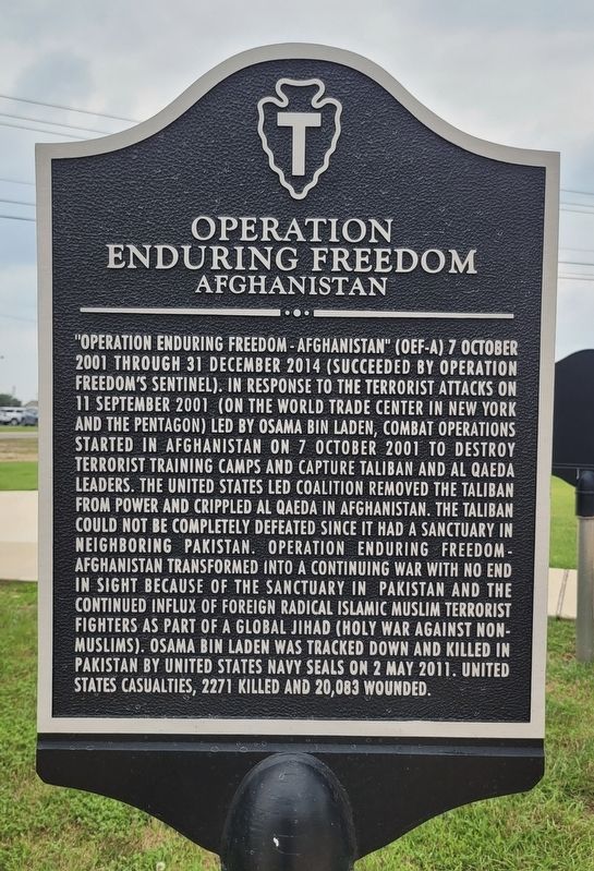 Operation Enduring Freedom - Afghanistan Marker image. Click for full size.
