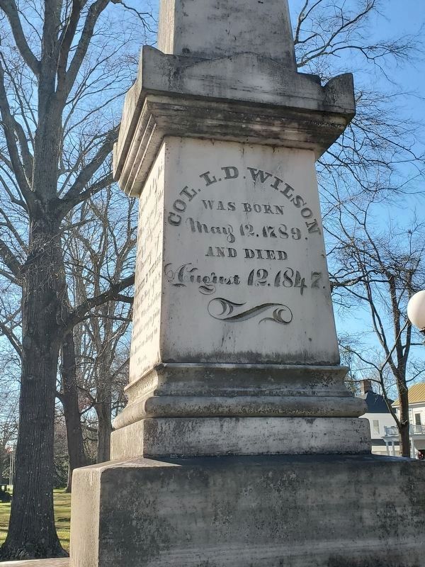Colonel Louis D. Wilson monument, facing east towards North Main Street image. Click for full size.