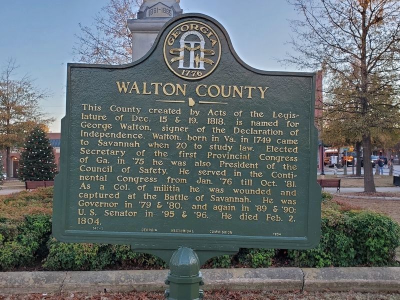 Walton County Marker (restored). Click for full size. Walton County Marker (restored) image. Click for full size.