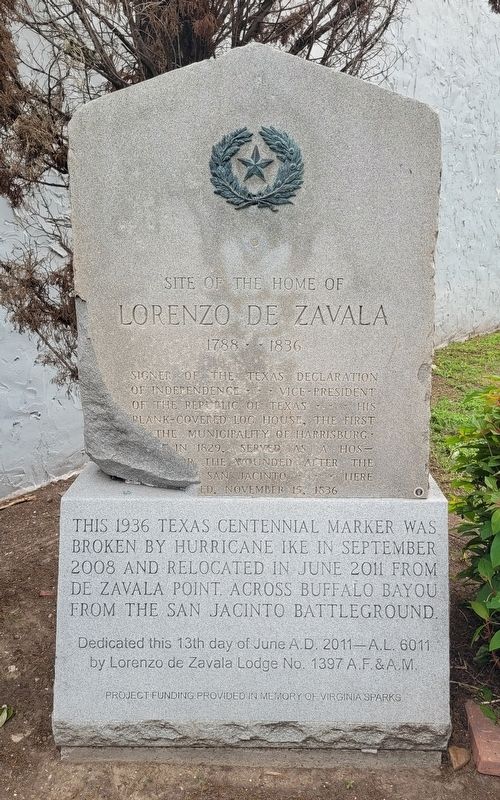 1936 Texas Centennial marker broken by Hurricane Ike Marker. Click for full size. 1936 Texas Centennial marker broken by Hurricane Ike Marker image. Click for full size.