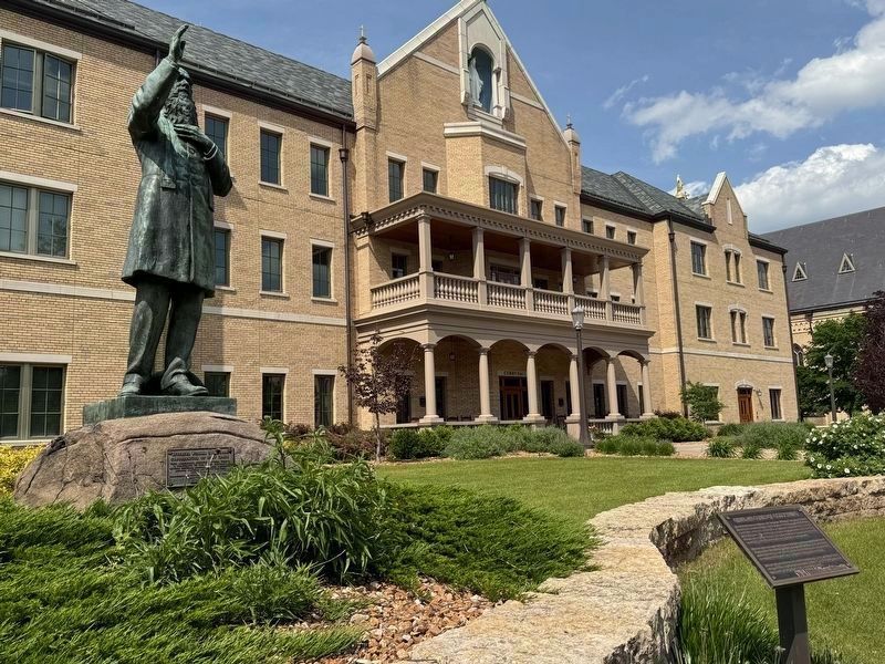 Chaplain Corby of Gettysburg Marker and statue after renovation of the building and grounds. Click for full size. Chaplain Corby of Gettysburg Marker and statue after renovation of the building and grounds image. Click for full size.