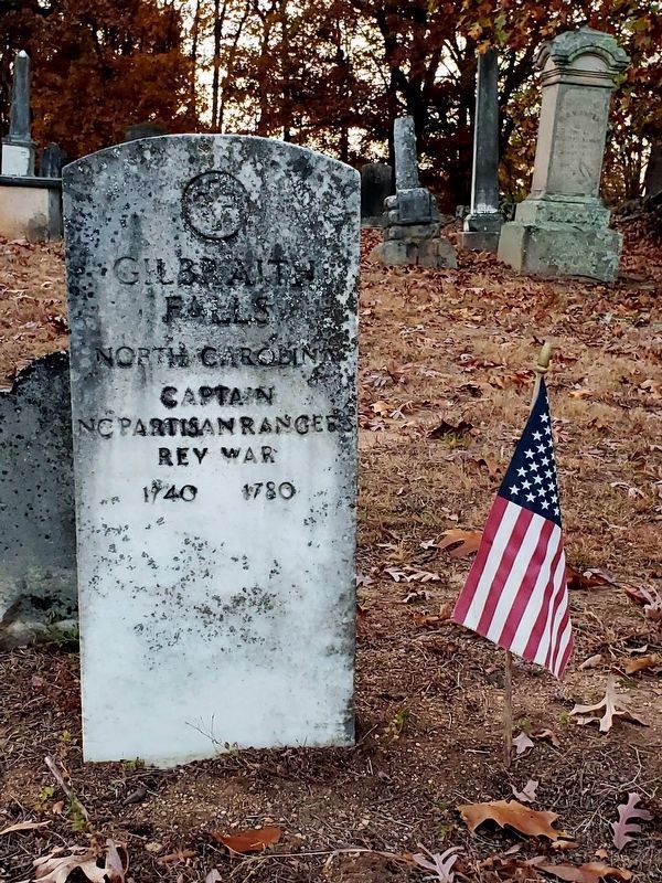 Captain Galbraith Falls, buried at Centre Presbyterian Church. Listed on Centre Patriots marker image. Click for full size.