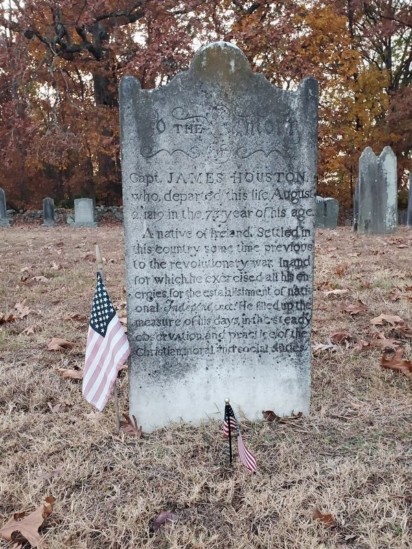 Captain James Houston, buried at Centre Presbyterian Church. Listed on Centre Patriots marker image. Click for full size.