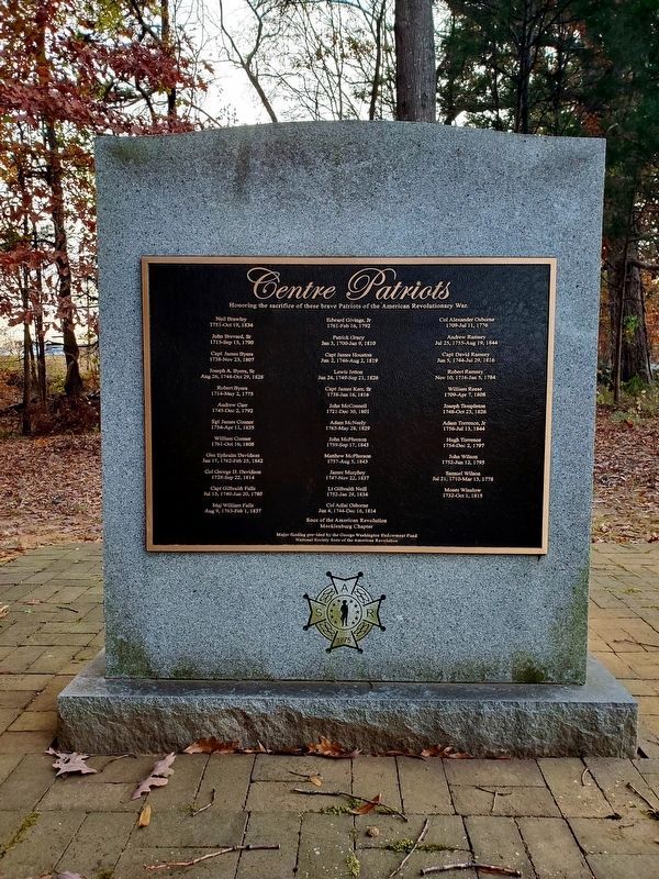 Wide view of Centre Patriots Marker and stone monument image. Click for full size.