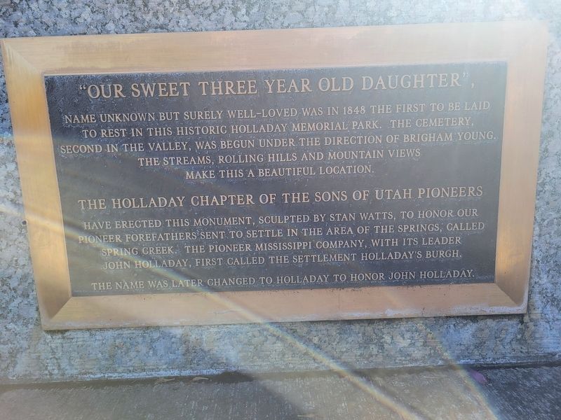 "Our Sweet Three Year Old Daughter" Marker. Click for full size. "Our Sweet Three Year Old Daughter" Marker image. Click for full size.