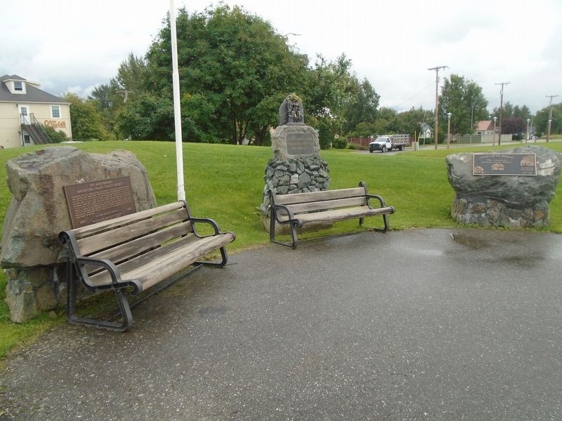 Matanuska Valley Colony Project 50th Anniversary Marker. Click for full size. Matanuska Valley Colony Project 50th Anniversary Marker image. Click for full size.