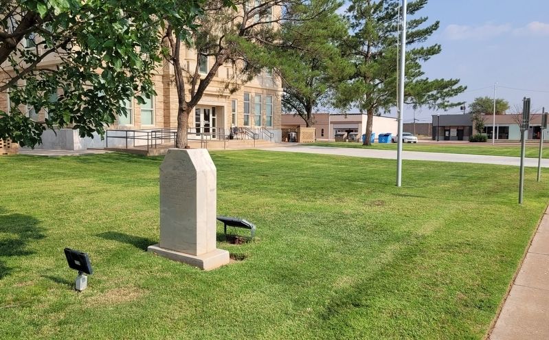 The view of the "Flame of Freedom" Marker in front of the county courthouse. Click for full size. The view of the "Flame of Freedom" Marker in front of the county courthouse image. Click for full size.