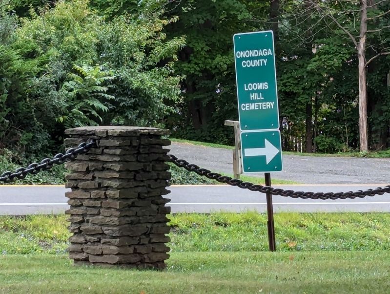 The road sign for the Onondaga County Loomis Hill cemetery image. Click for full size.