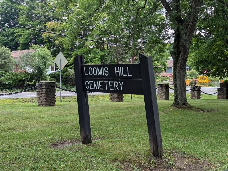 Loomis Hill Cemetery sign within the grounds image. Click for full size.