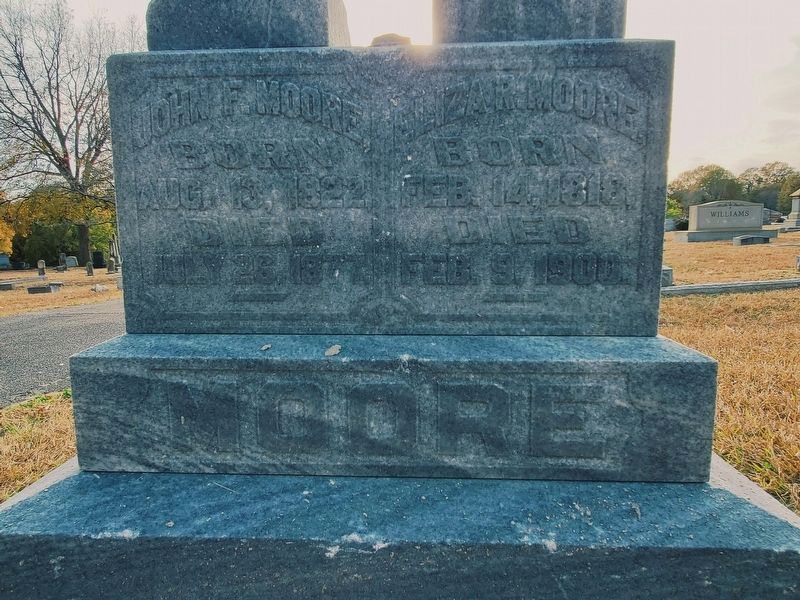 Gravesite of John Franklin Moore and wife Eliza R. at Willow Valley cemetery in Mooresville image. Click for full size.