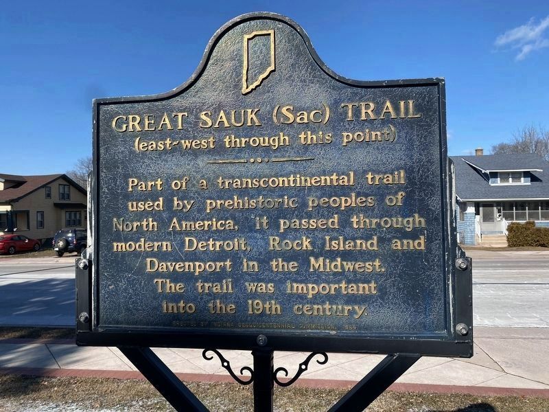 Great Sauk (Sac) Trail Marker at new location. Click for full size. Great Sauk (Sac) Trail Marker at new location image. Click for full size.