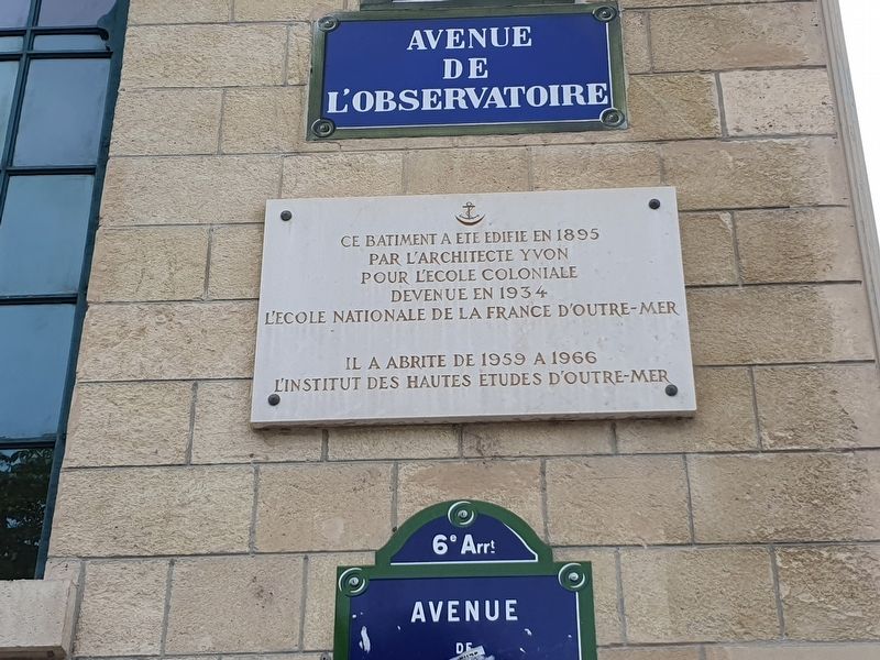 L'Ecole Coloniale Marker. Click for full size. L'Ecole Coloniale Marker image. Click for full size.