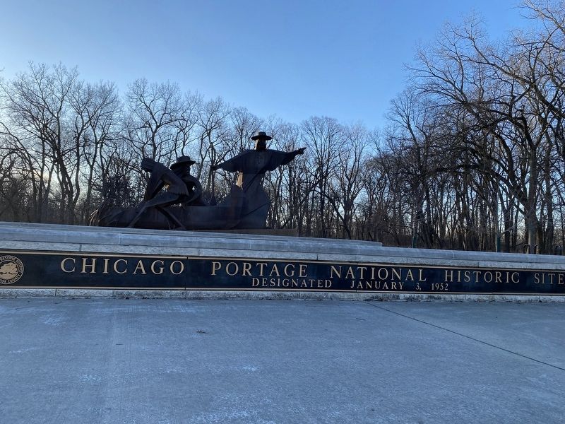 Marker is at the left end of the National Historic Site statue image. Click for full size.