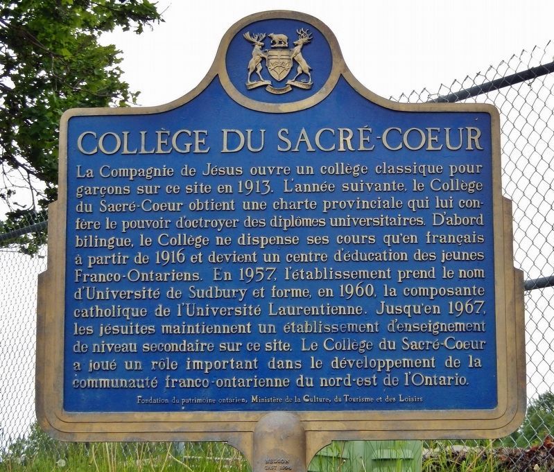 Collège du Sacré-Coeur Marker (<i>Français</i>). Click for full size. Collège du Sacré-Coeur Marker (<i>Français</i>) image. Click for full size.