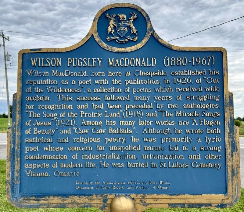 Wilson Pugsley MacDonald (1880-1967) Marker. Click for full size. Wilson Pugsley MacDonald (1880-1967) Marker image. Click for full size.