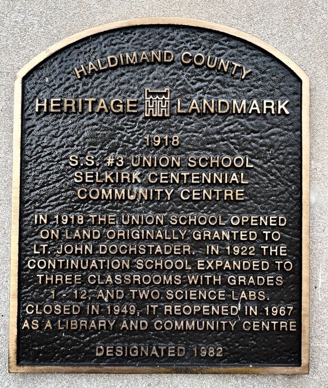 S.S. #3 Union School Selkirk Centennial Community Centre Marker. Click for full size. S.S. #3 Union School Selkirk Centennial Community Centre Marker image. Click for full size.