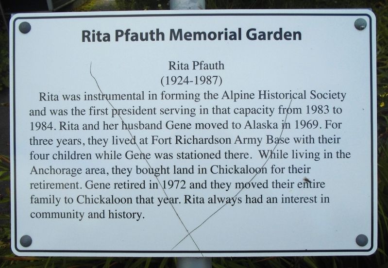 Rita Pfauth Memorial Garden Marker image. Click for full size.