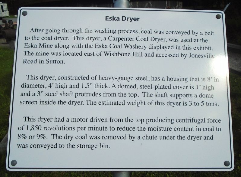 Eska Dryer Marker. Click for full size. Eska Dryer Marker image. Click for full size.