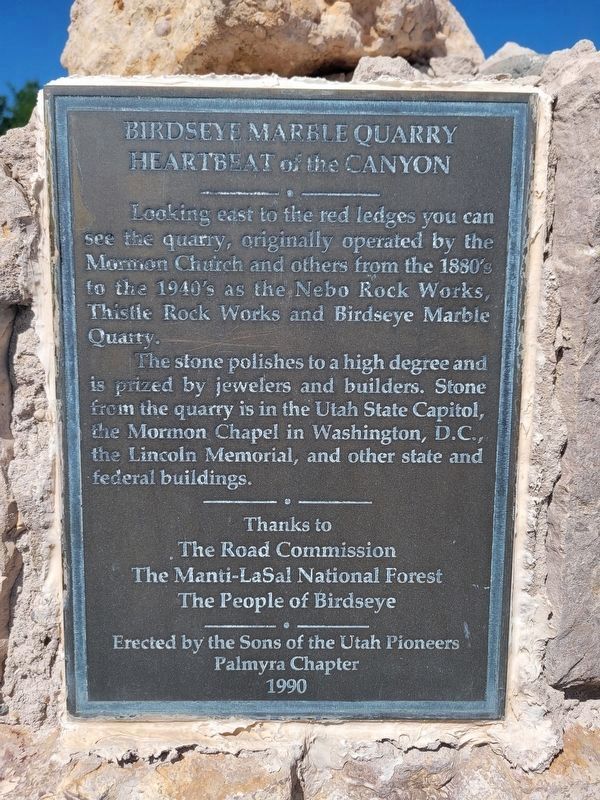 Birdseye Marble Quarry Marker. Click for full size. Birdseye Marble Quarry Marker image. Click for full size.