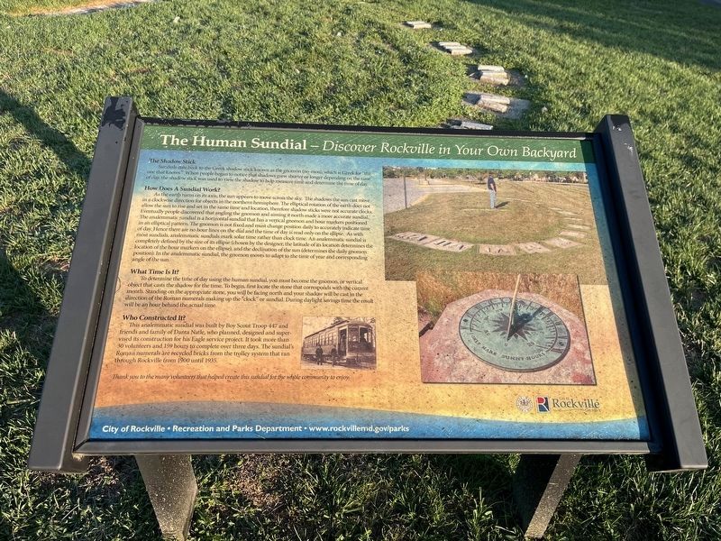 The Human Sundial Marker. Click for full size. The Human Sundial Marker image. Click for full size.