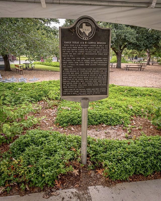 Early Texas A&M Campus Housing Marker image. Click for full size.