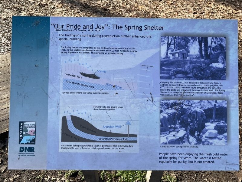 "Our Pride and Joy": The Spring Shelter Marker image. Click for full size.