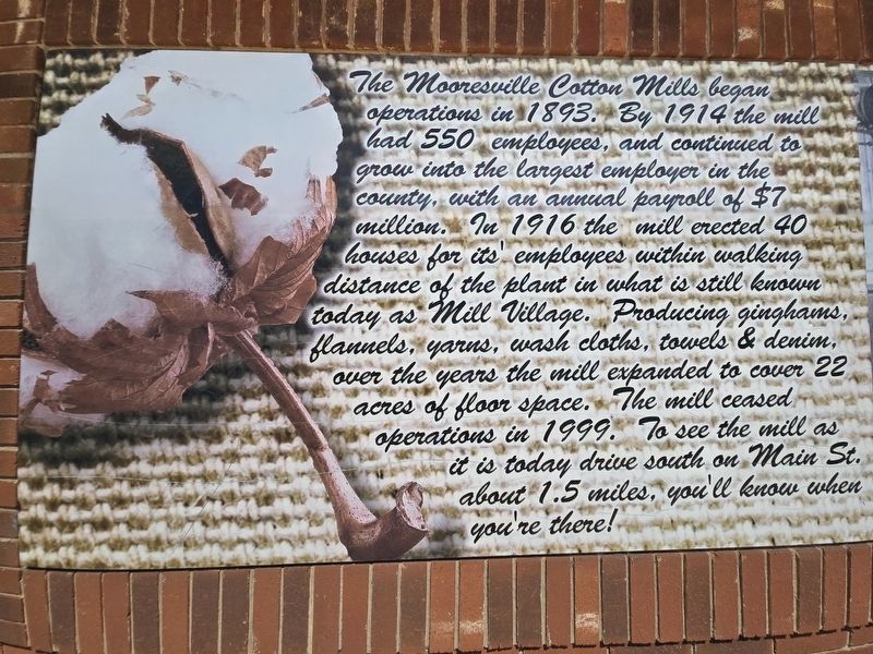 The Mooresville Cotton Mill Marker image. Click for full size.