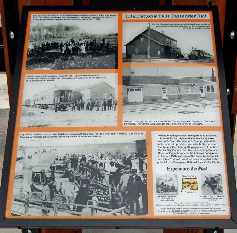 International Falls Passenger Rail Marker. Click for full size. International Falls Passenger Rail Marker image. Click for full size.