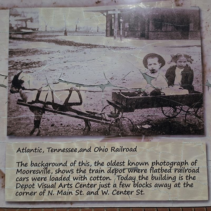 Early photo of Mooresville Depot, located on Mooresville History wall on North Main & West Iredell. Click for full size. Early photo of Mooresville Depot, located on Mooresville History wall on North Main & West Iredell image. Click for full size.