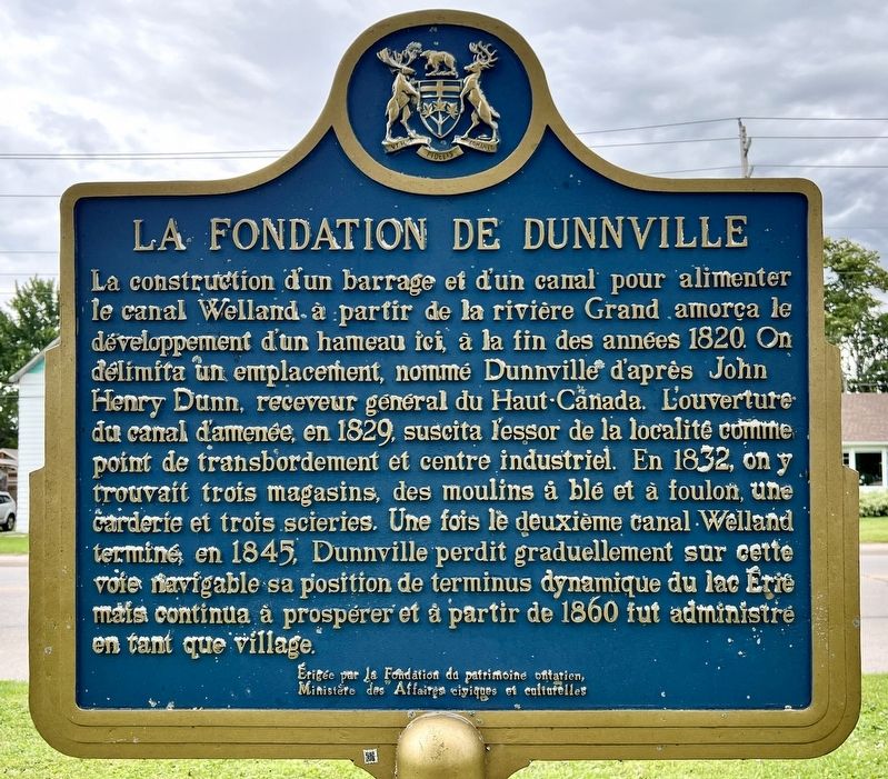 The Founding of Dunnville / La Fondation de Dunnville Marker. Click for full size. The Founding of Dunnville / La Fondation de Dunnville Marker image. Click for full size.