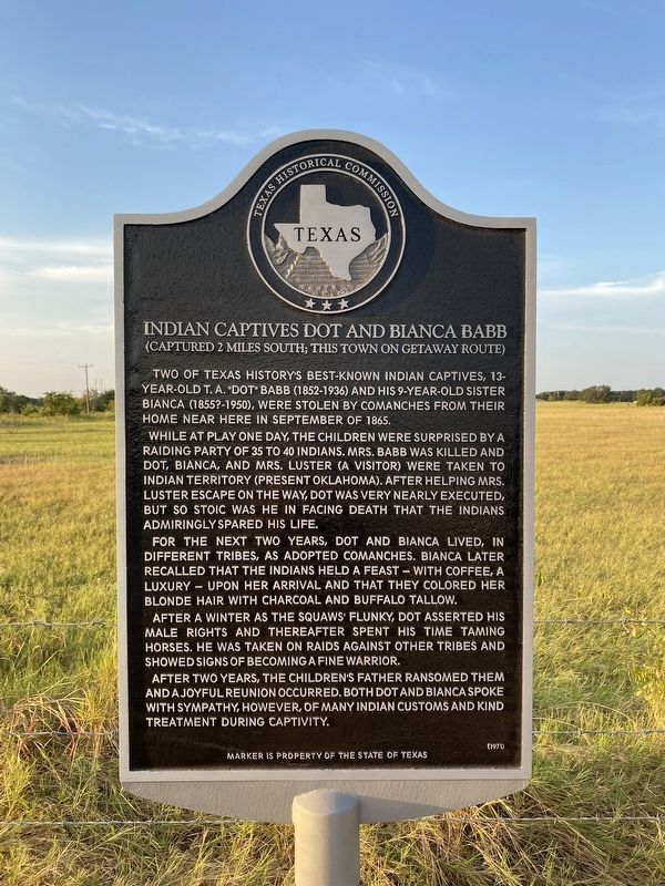 Indian Captives Dot and Bianca Babb Marker. Click for full size. Indian Captives Dot and Bianca Babb Marker image. Click for full size.