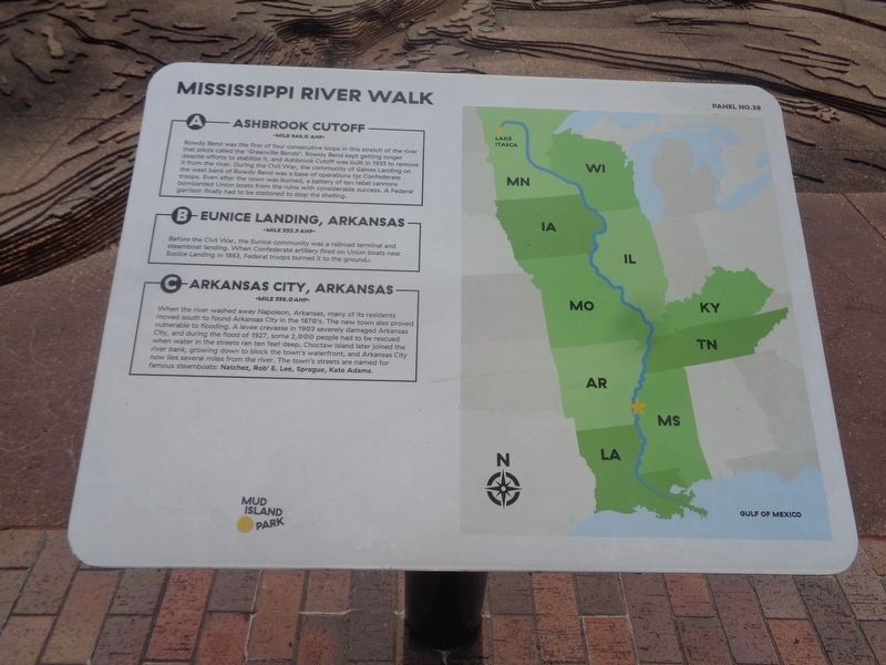 Ashbrook Cutoff/Eunice Landing, Arkansas/Arkansas City, Arkansas Marker image. Click for full size.