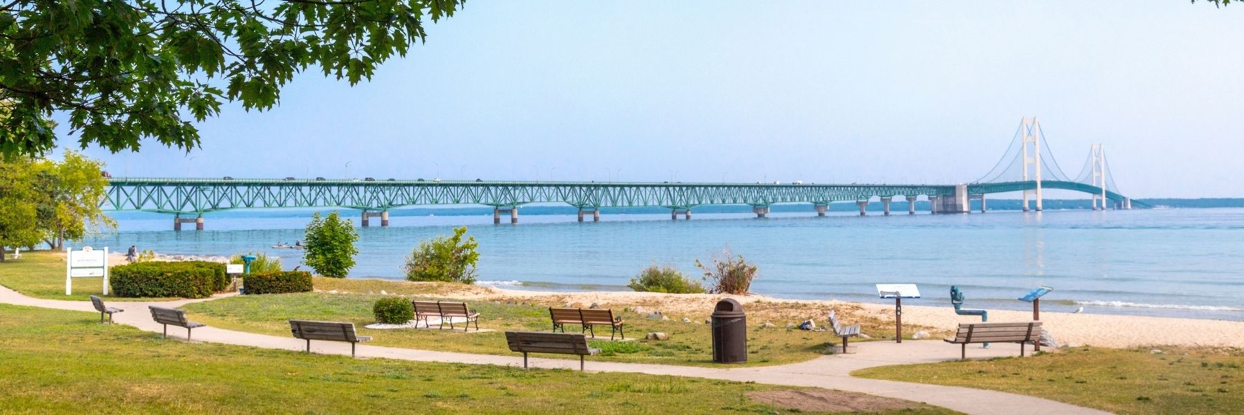 The Mackinac Bridge Crosses the Straits of Mackinac. Click for full size. The Mackinac Bridge Crosses the Straits of Mackinac image. Click for full size.