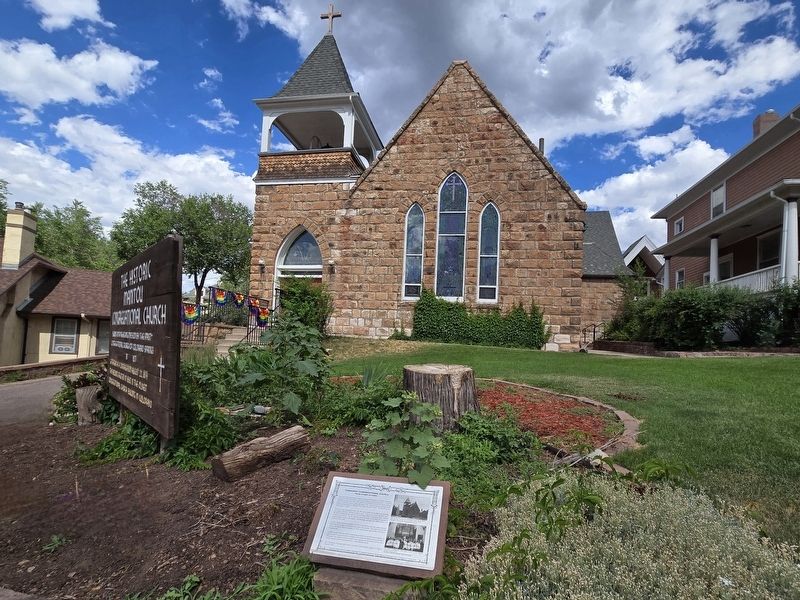 Wide view of The Historic Manitou Congregational Church Marker. Click for full size. Wide view of The Historic Manitou Congregational Church Marker image. Click for full size.