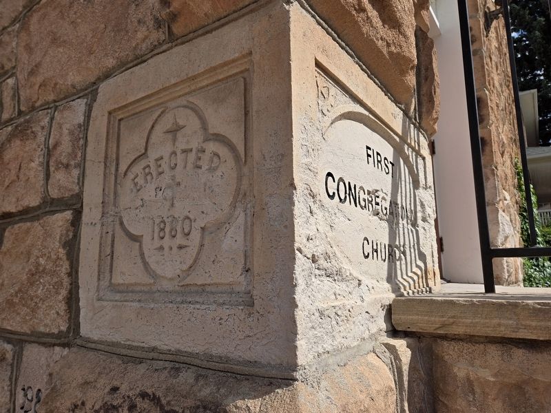 First Congregational Church cornerstone. Click for full size. First Congregational Church cornerstone image. Click for full size.