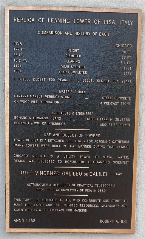 Leaning Tower of Niles Marker. Click for full size. Leaning Tower of Niles Marker image. Click for full size.