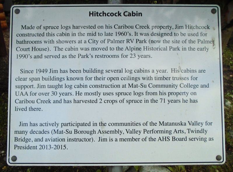 Hitchcock Cabin Marker. Click for full size. Hitchcock Cabin Marker image. Click for full size.