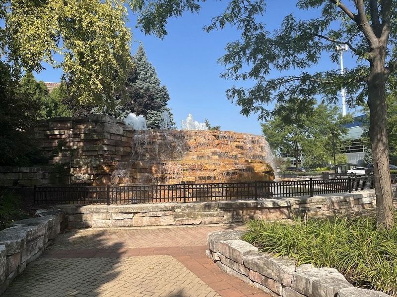 Niles Veterans Memorial Waterfall from near the plaques. Click for full size. Niles Veterans Memorial Waterfall from near the plaques image. Click for full size.