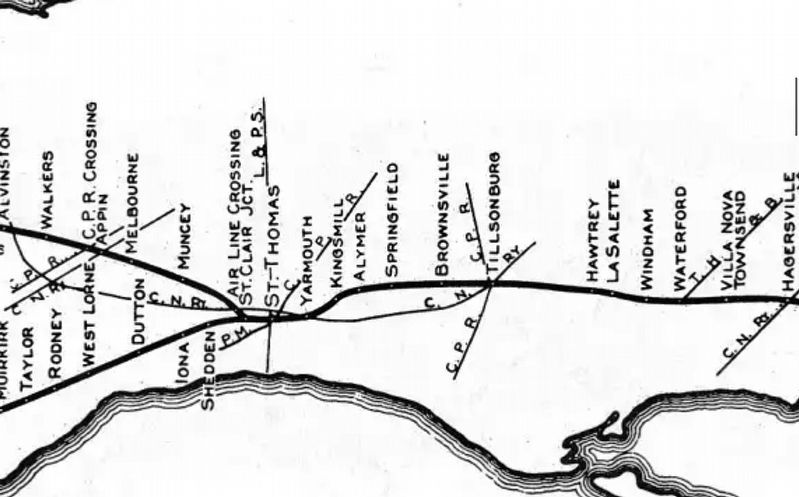 Springfield on the Canada Southern Railway Line, ca 1917 image. Click for full size.
