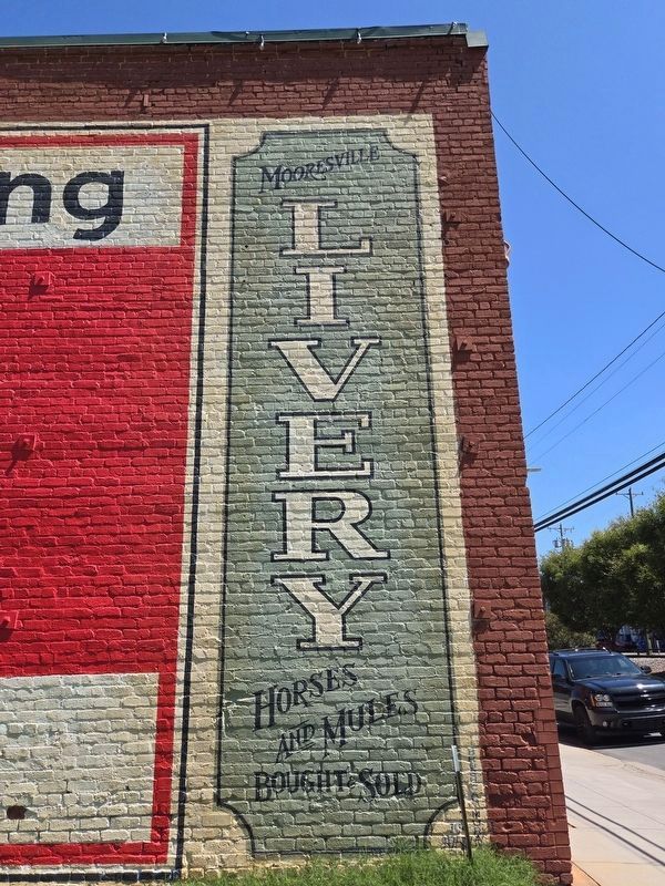 Mooresville Livery mural on south facing side of McNeely Livery Building. Click for full size. Mooresville Livery mural on south facing side of McNeely Livery Building image. Click for full size.