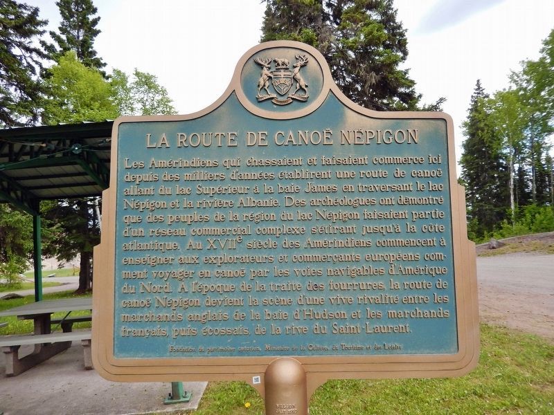 La route de canoë Népigon (<i>marker north side</i>). Click for full size. La route de canoë Népigon (<i>marker north side</i>) image. Click for full size.