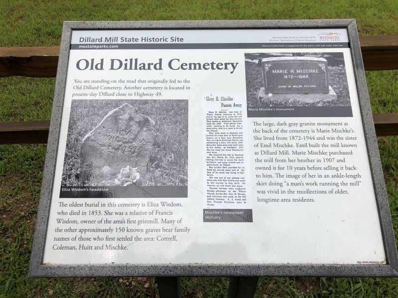Old Dillard Cemetery Marker. Click for full size. Old Dillard Cemetery Marker image. Click for full size.